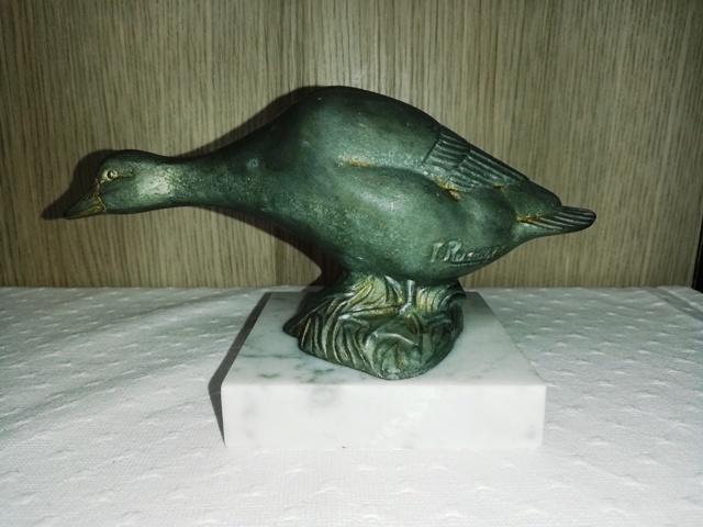 Art Deco sculptuur van een gans, gesigneerd I. Rochard., Antiek en Kunst, Ophalen of Verzenden
