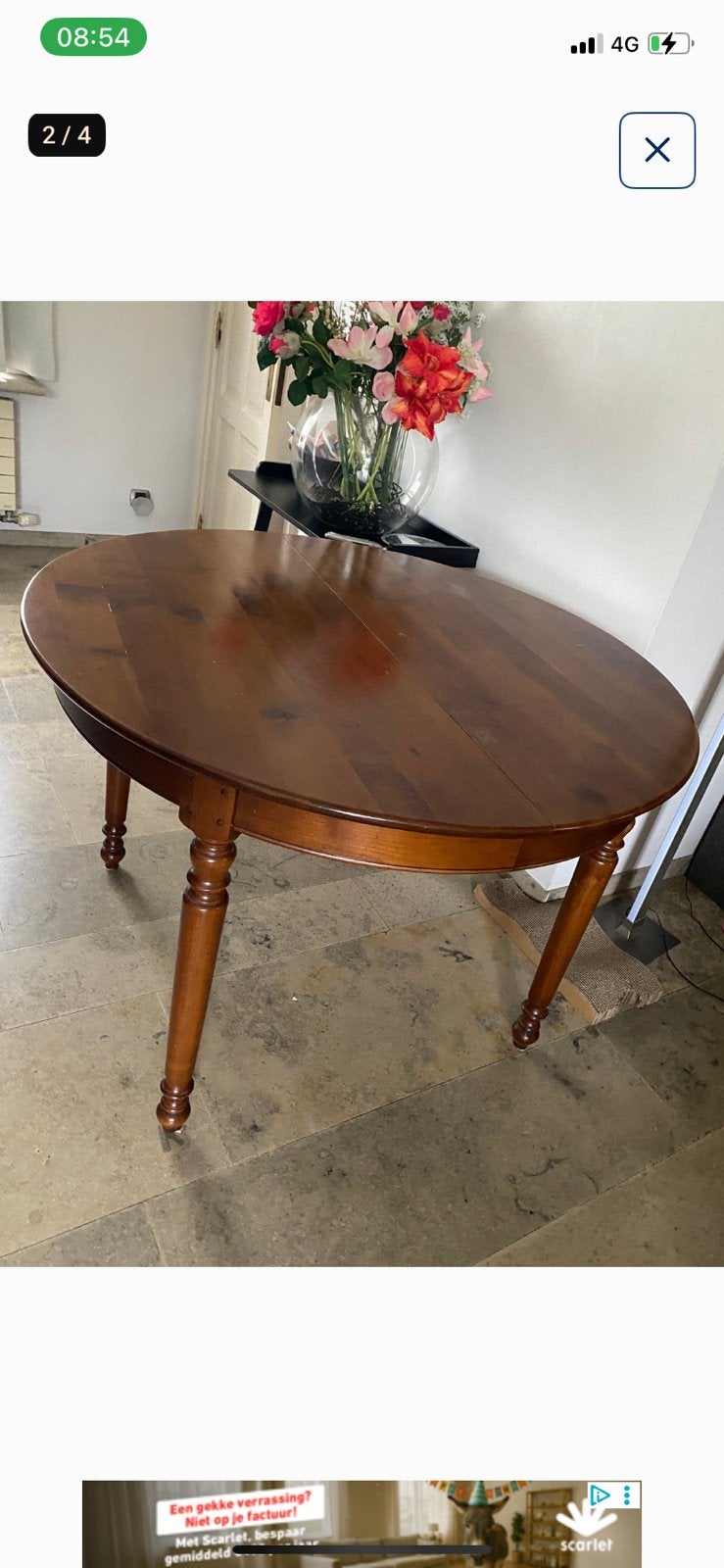 Eettafel massief kerselaar, Huis en Inrichting, Ophalen of Verzenden, Zo goed als nieuw
