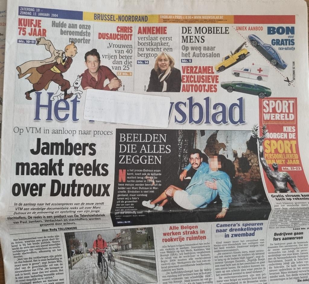 Krant Journal Kuifje Tintin Het Nieuwsblad 2004, Ophalen of Verzenden, 1980 tot heden, Krant