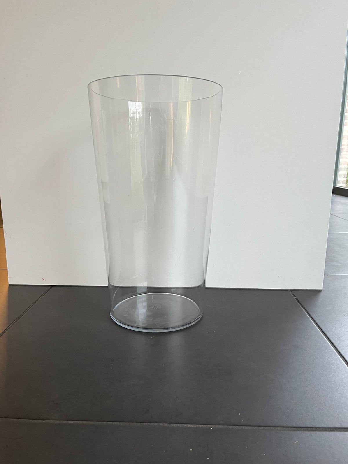Stevige grote glazen vaas 45cm hoog, bovendiameter 25 cm, Transparent, 45 cm, Comme neuf, Verre