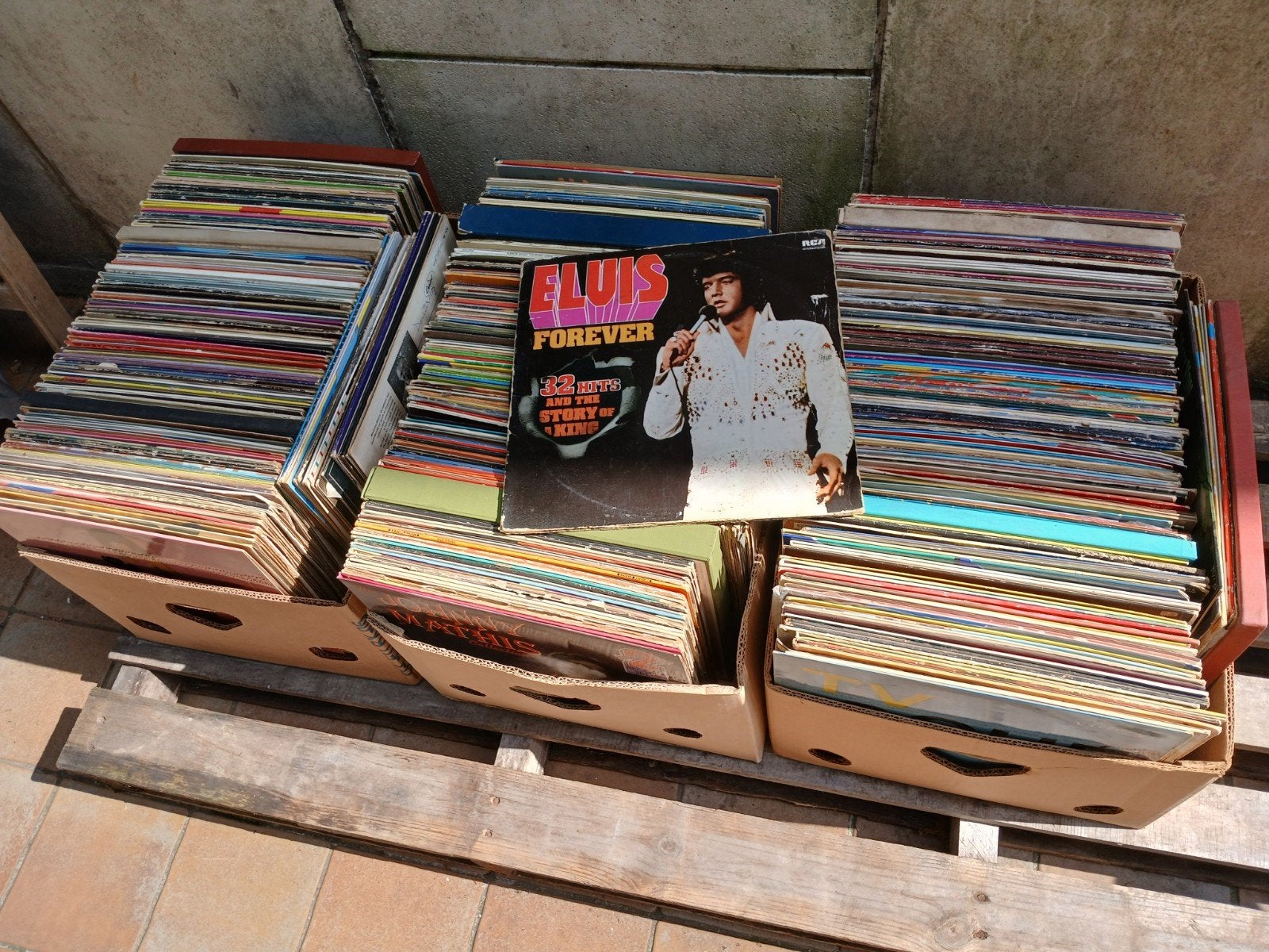 Lot de +/- 450 disques vinyles, Enlèvement
