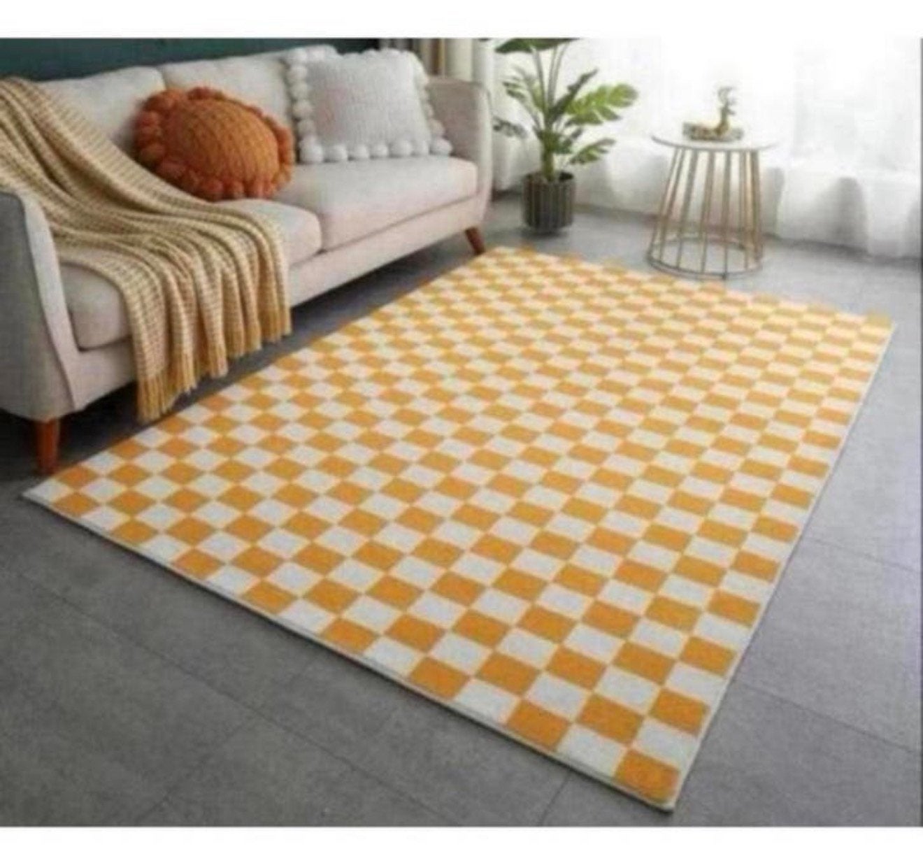 Bloc de tapis à carreaux jaunes 200x140, bloc blanc jaune, Enlèvement ou Envoi