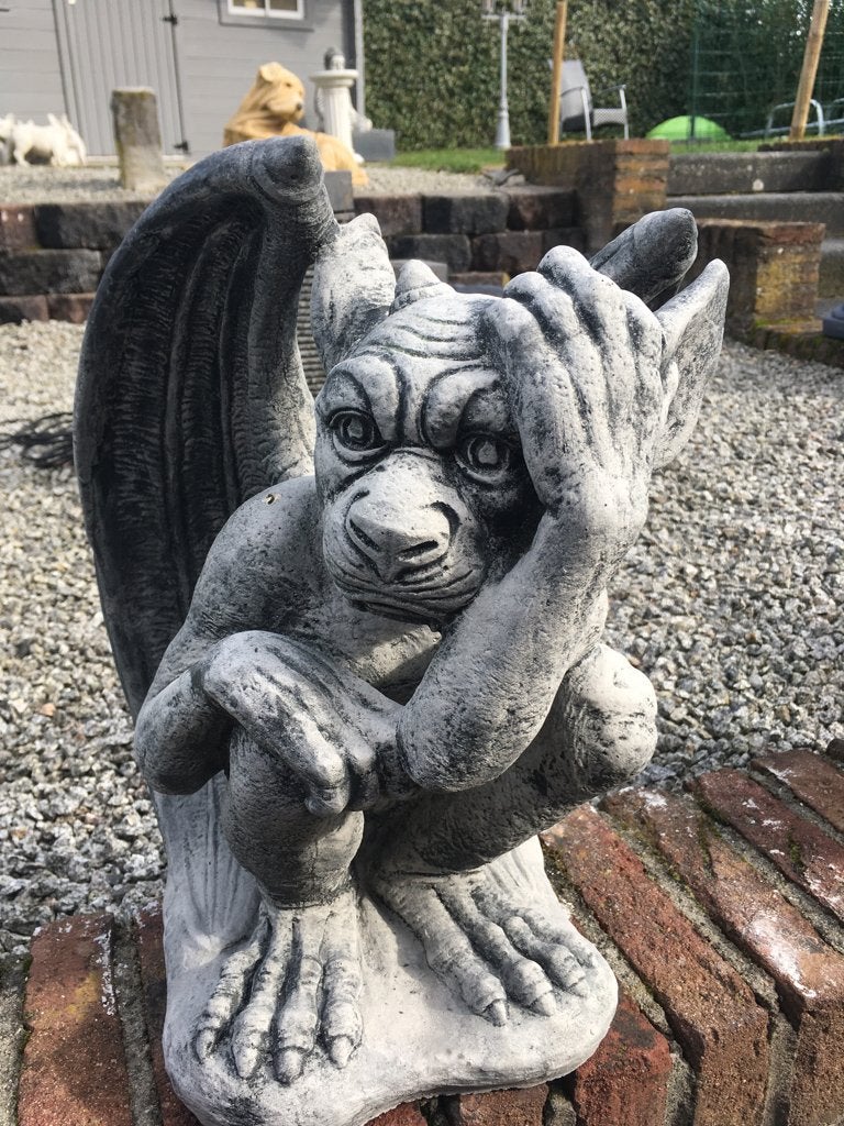 Gargoyle , hoogte 45cm, Tuin en Terras, Tuinbeelden, Ophalen, Nieuw, Beton, Dierenbeeld
