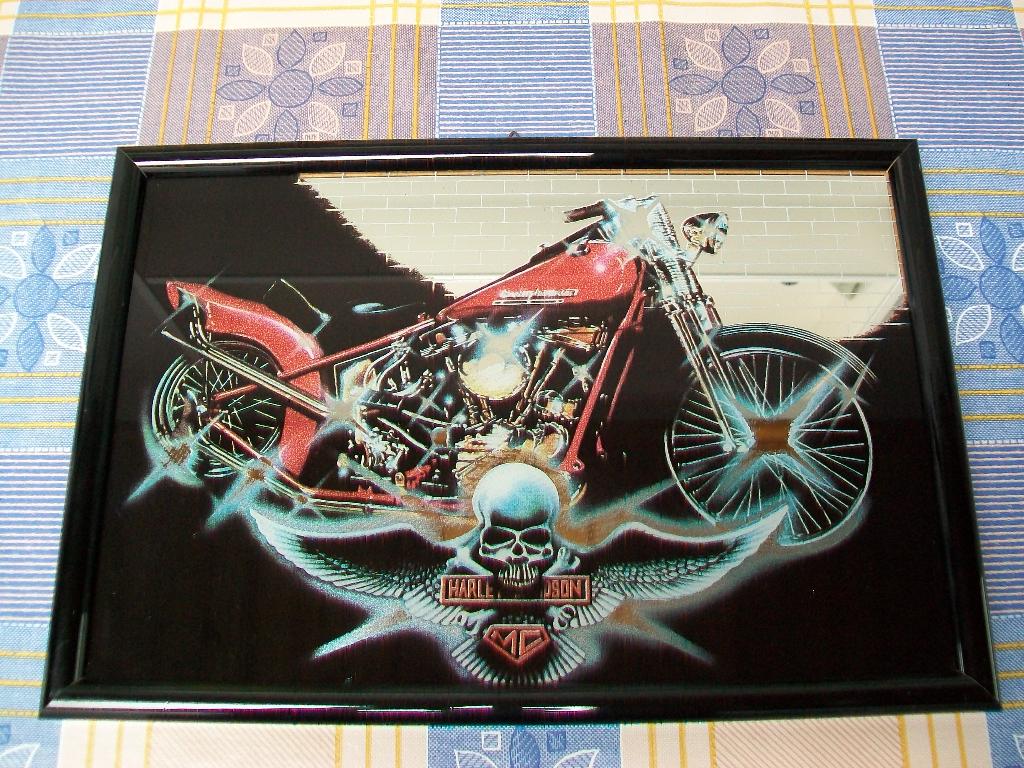 Harley Davidson - Custom - Spiegel Kader - Asbak - Retro, Enlèvement ou Envoi, Comme neuf, Motos