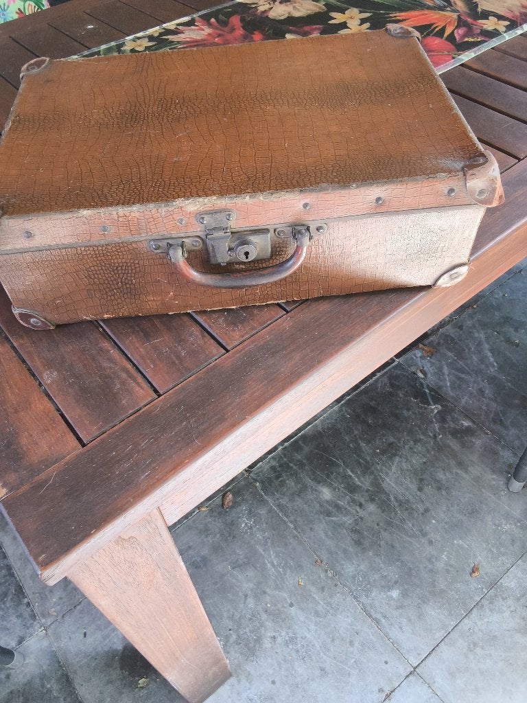 Prachtige authentieke vintage koffer (jaren '20/'30), Enlèvement ou Envoi, Moins de 35 cm, Moins de 50 cm, Autres matériaux