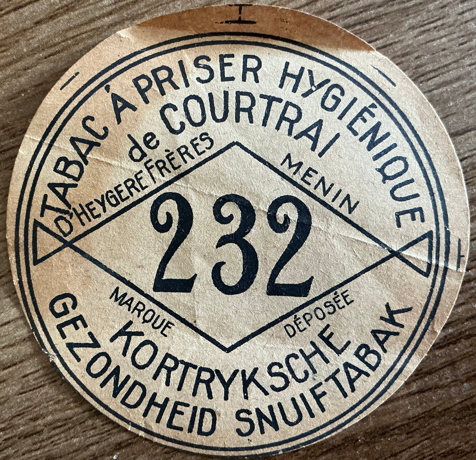 TABAC D'HEYGERE FRÈRES/232/Ancienne étiquette, Enlèvement ou Envoi, Comme neuf, Autres types