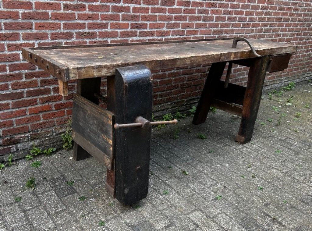 Vintage industriel, ancien établi, banc de menuisier, Enlèvement