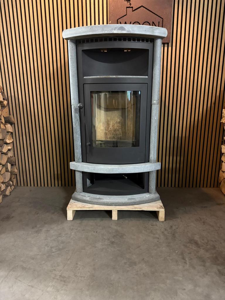 25239 Speksteenkachel Jydepejsen 6-9kw, Ophalen, Gebruikt, Houtkachel, Vrijstaand