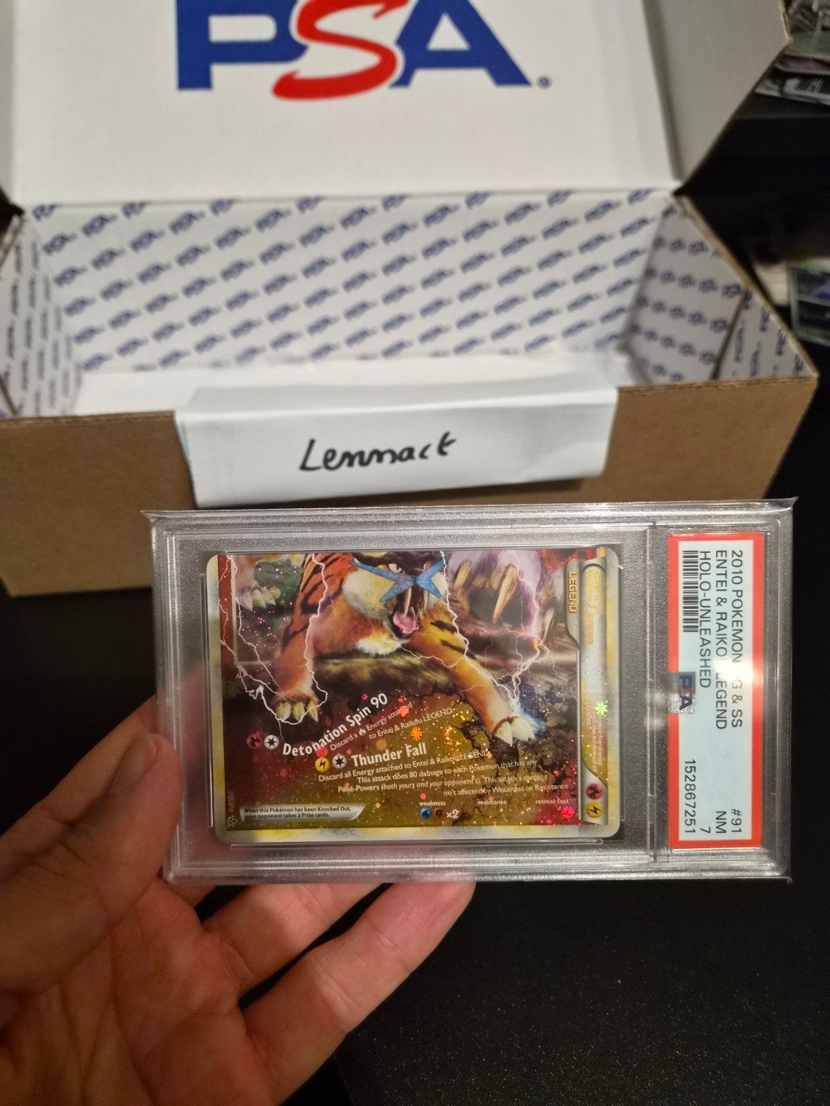 Entei & Raikou Legend PSA 7 Unleashed 91/95 New Cert, Enlèvement ou Envoi, Comme neuf, Cartes en vrac, Foil