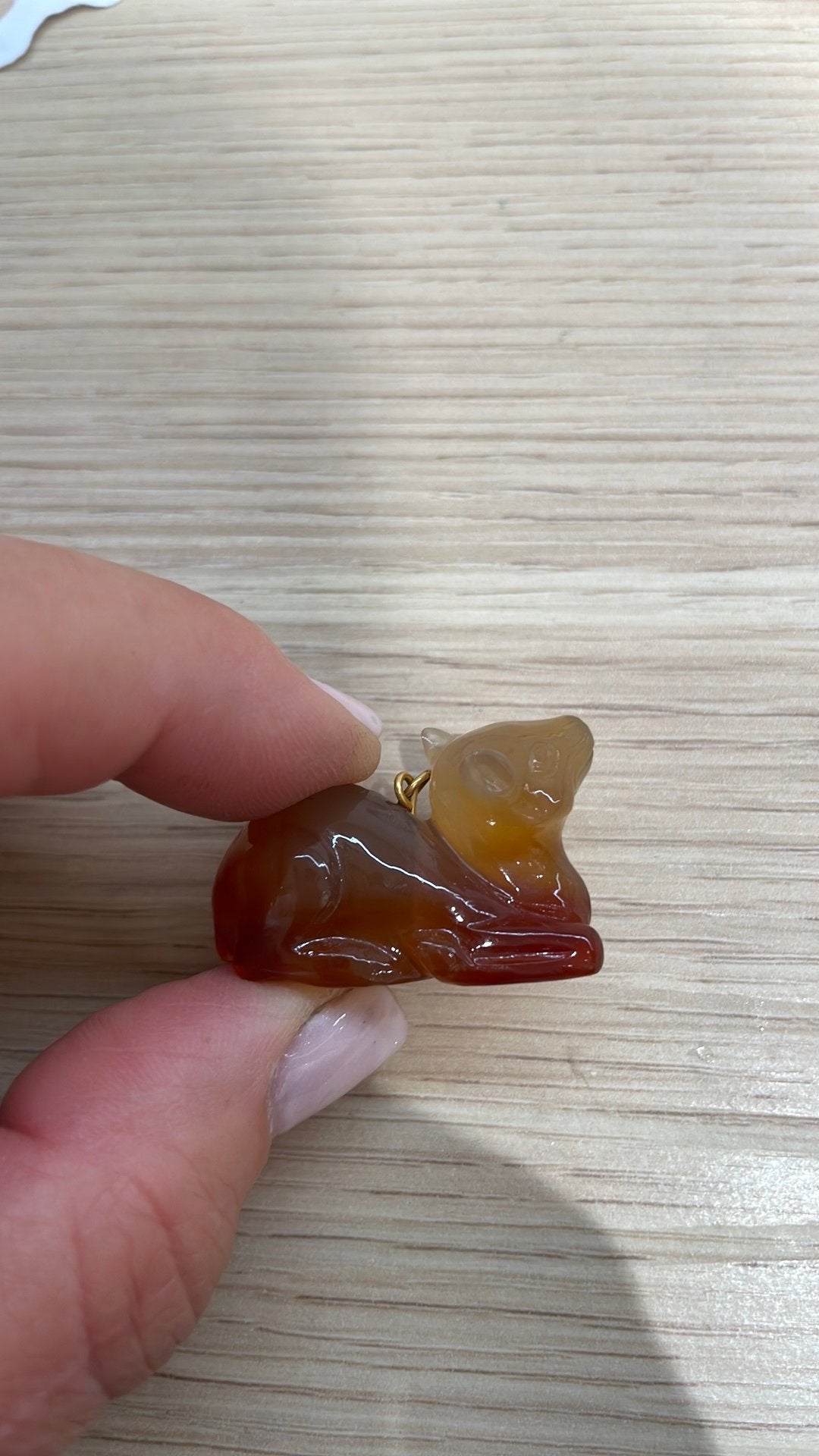 Agaat met gouden oog in18 kt, Bijoux, Sacs & Beauté, Pendentifs, Neuf, Pierre ou Minéral, Or, Animal