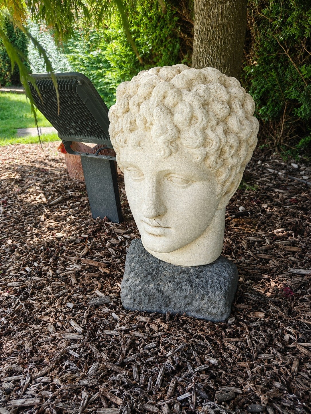 Elegant stenen beeldhoofd op sokkel – decoratie tuin of inte, Tuin en Terras, Tuinbeelden, Ophalen