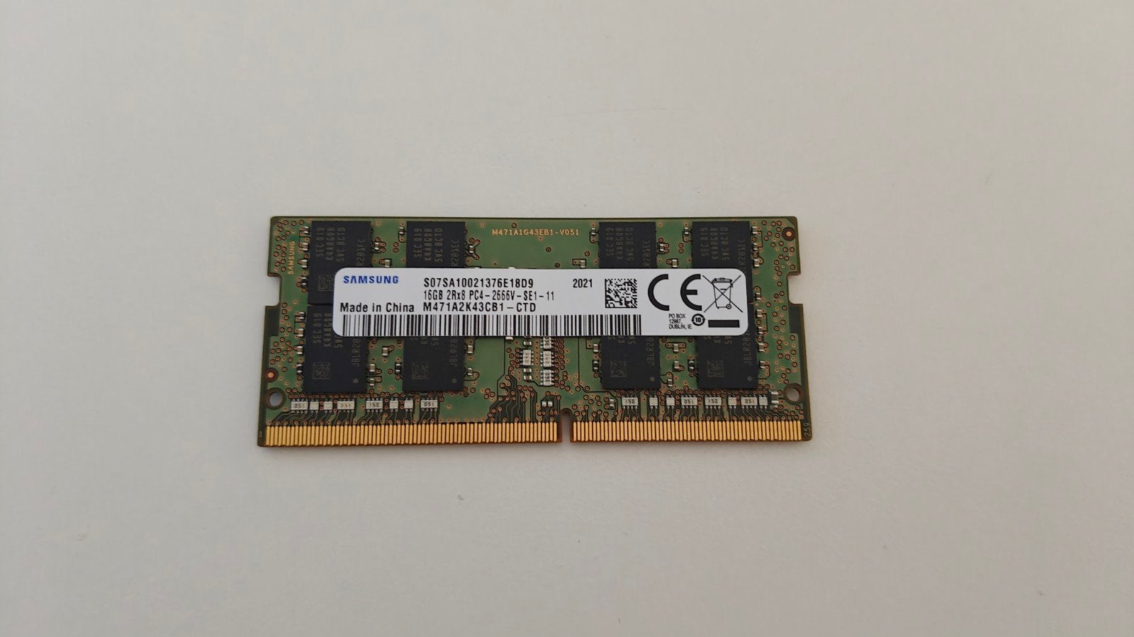 Ram Samsung 16Go DDR4 2666 Mhz, Enlèvement ou Envoi, DDR4, Comme neuf, Laptop