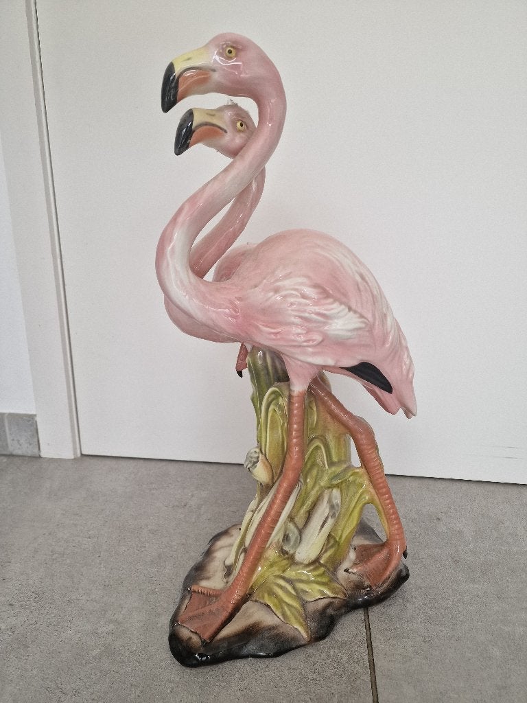Porseleinen beeld twee flamingos, Ophalen of Verzenden, Zo goed als nieuw, Dier