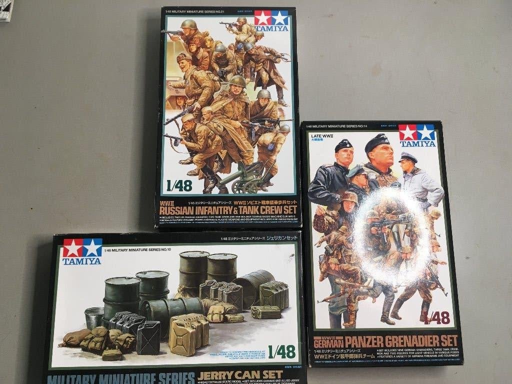 Tamiya 4 sets 1/48 soldaten en accesoires, Hobby en Vrije tijd, Ophalen of Verzenden, Zo goed als nieuw, Overige typen, Tamiya