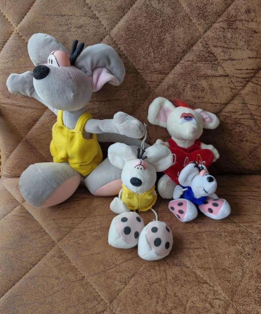 Peluches Diddl - 4 pièces - rouge/jaune/bleu, Envoi, Diddl, Comme neuf, Peluche