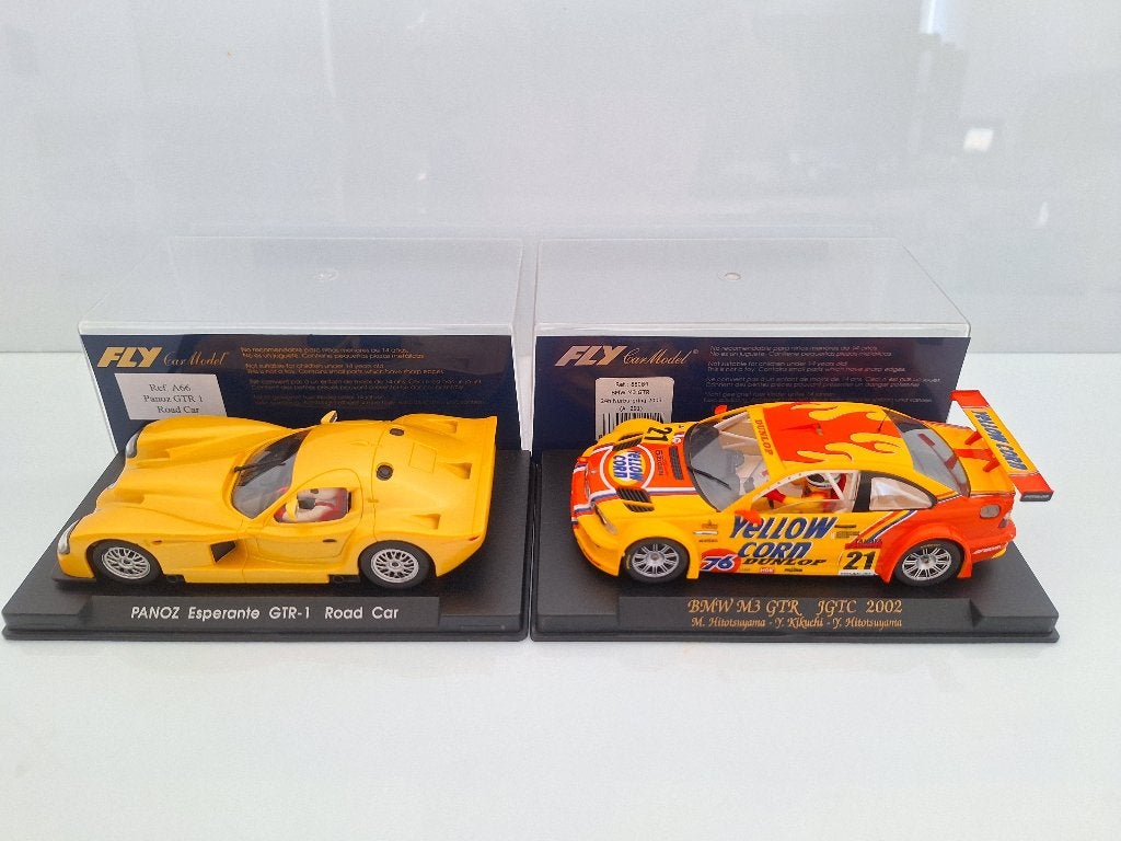 Fly 1 x Panoz GTR1 1 x Bmw M3 GTR JGTC 2002 Yellow Corn, Overige merken, Racebaan, Nieuw, Ophalen of Verzenden
