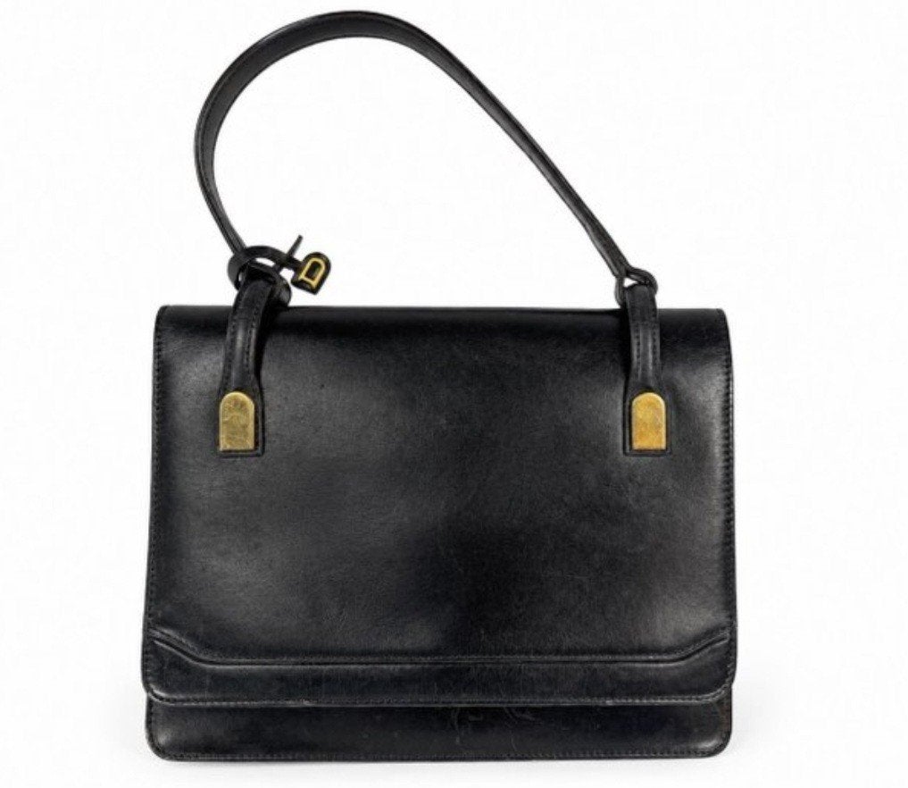Sac à main Delvaux noir 1970 avec sac à poussière original, Bijoux, Sacs & Beauté, Enlèvement, Noir