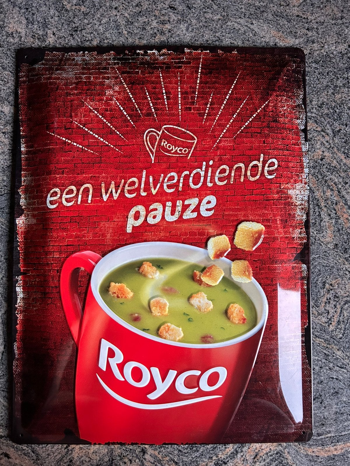 Royco metalen reclamewandbord, Verzamelen, Ophalen of Verzenden, Zo goed als nieuw, Reclamebord