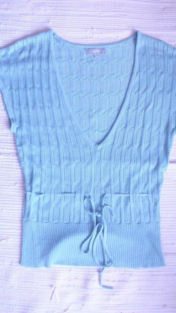 Mintblauwe gebreide zomertop/gilet - WE - maat S, Kleding | Dames, Topjes, Ophalen, Maat 36 (S), Blauw, Zonder mouw