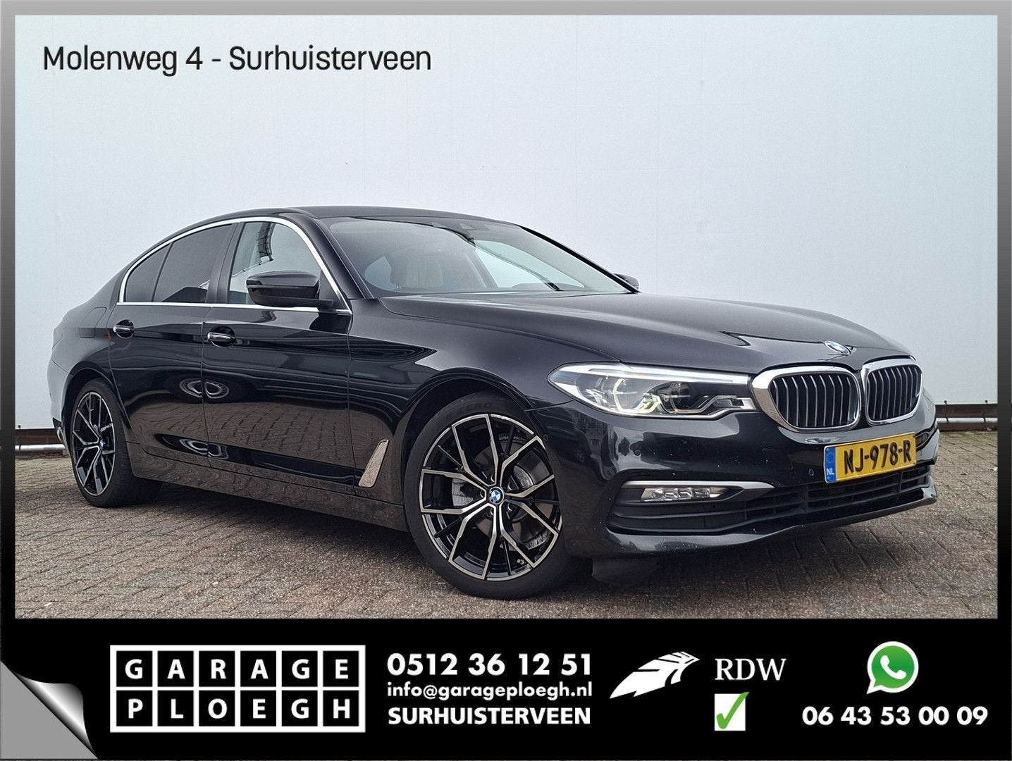 BMW 520 5-serie 520d High Executive Leder Comfort Memory Lux, Auto's, Automaat, Zwart, Bedrijf, Navigatiesysteem