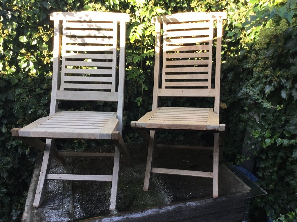 Teakstoelen, Jardin & Terrasse, Enlèvement, Comme neuf, Bois de teck, Pliant