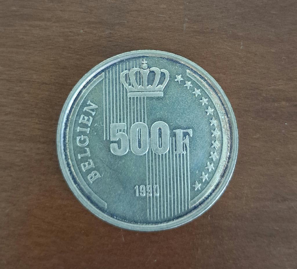 Belgische 500 frank munt uit 1990 (60 jaar Koning Boudewijn), Enlèvement ou Envoi, Monnaie en vrac, Argent, Argent