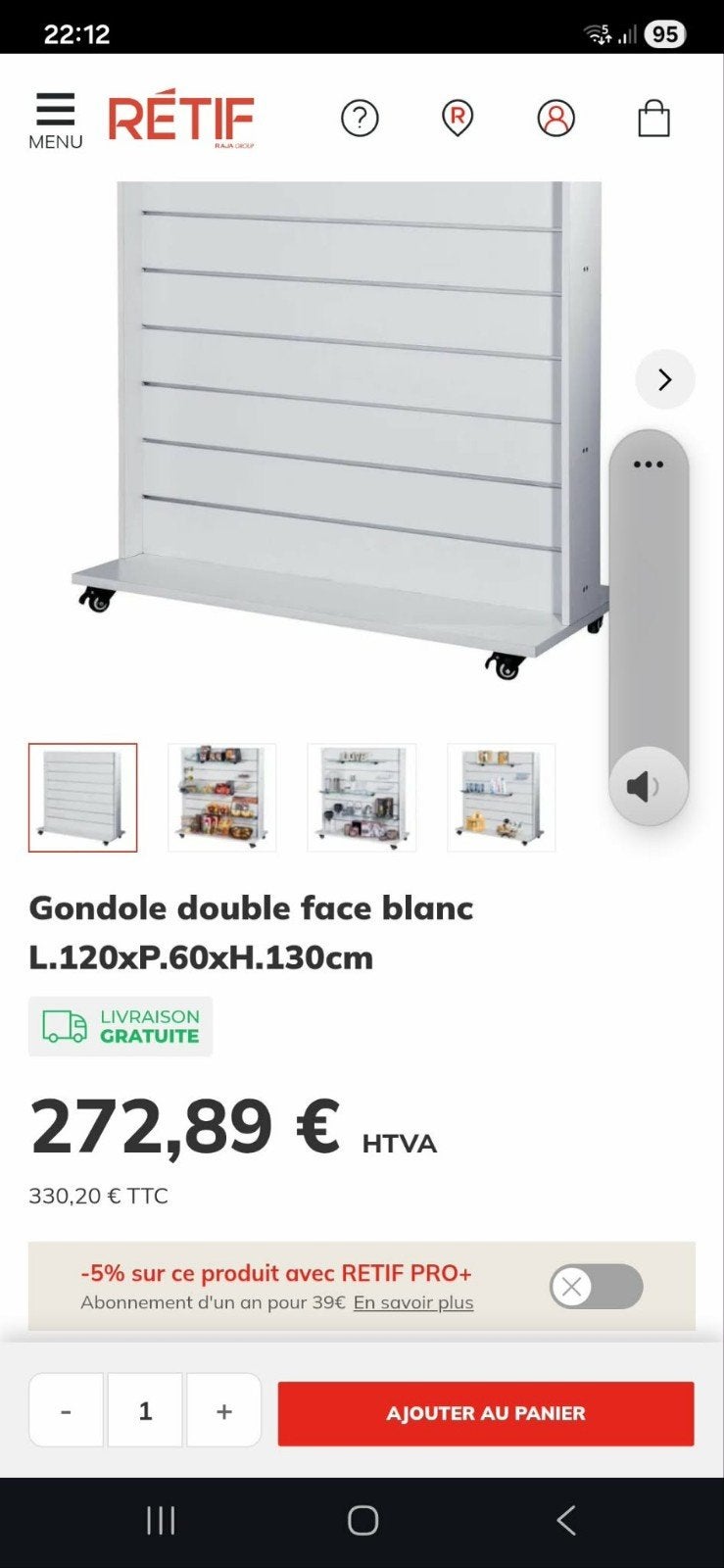 Gondole double face blanche