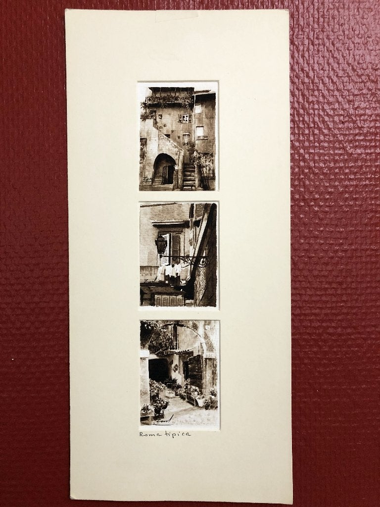 Trois gravures à l'eau-forte, noir et blanc, " Roma tipica ", Eau-forte, Enlèvement ou Envoi, Architecture, 2000 à aujourd'hui