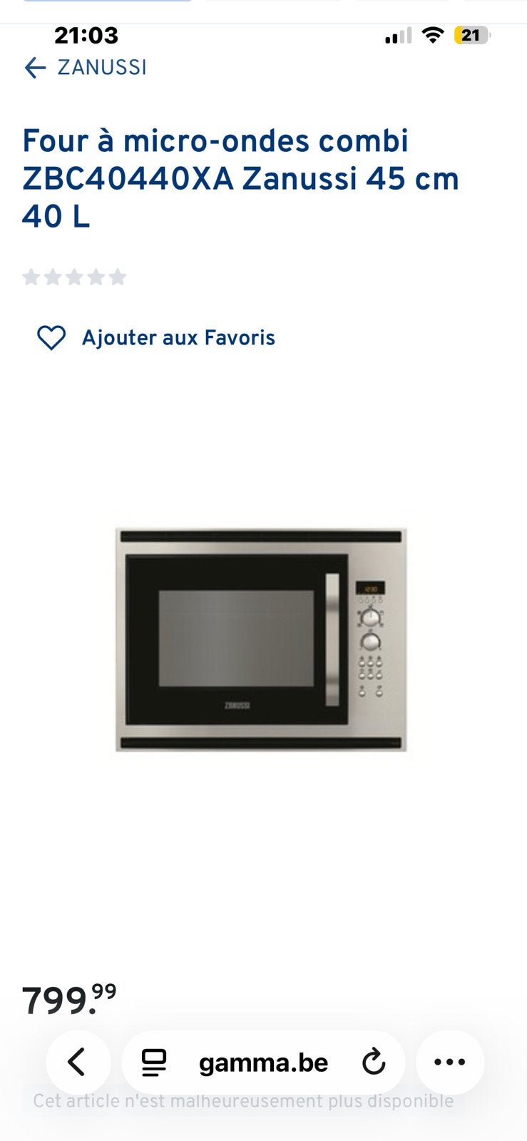 Four micro ondes encastrable, Electroménager, Enlèvement, Comme neuf, Four