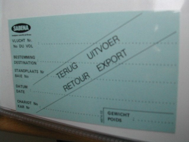 Sabena Document #018 Retour Export – Terug Uitvoer, Ophalen of Verzenden, Nieuw