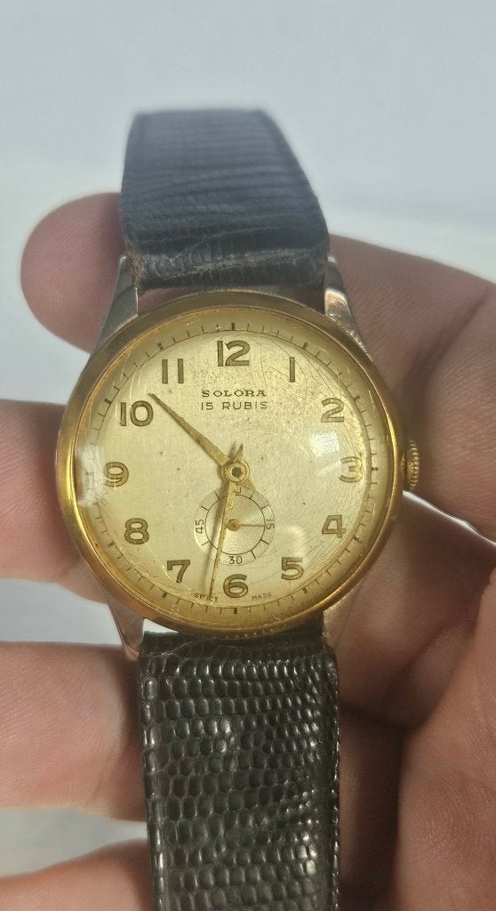 Montre Solora Homme 15 Rub Petite Seconde Suisse 50 (MW110), Antiquités & Art, Enlèvement ou Envoi