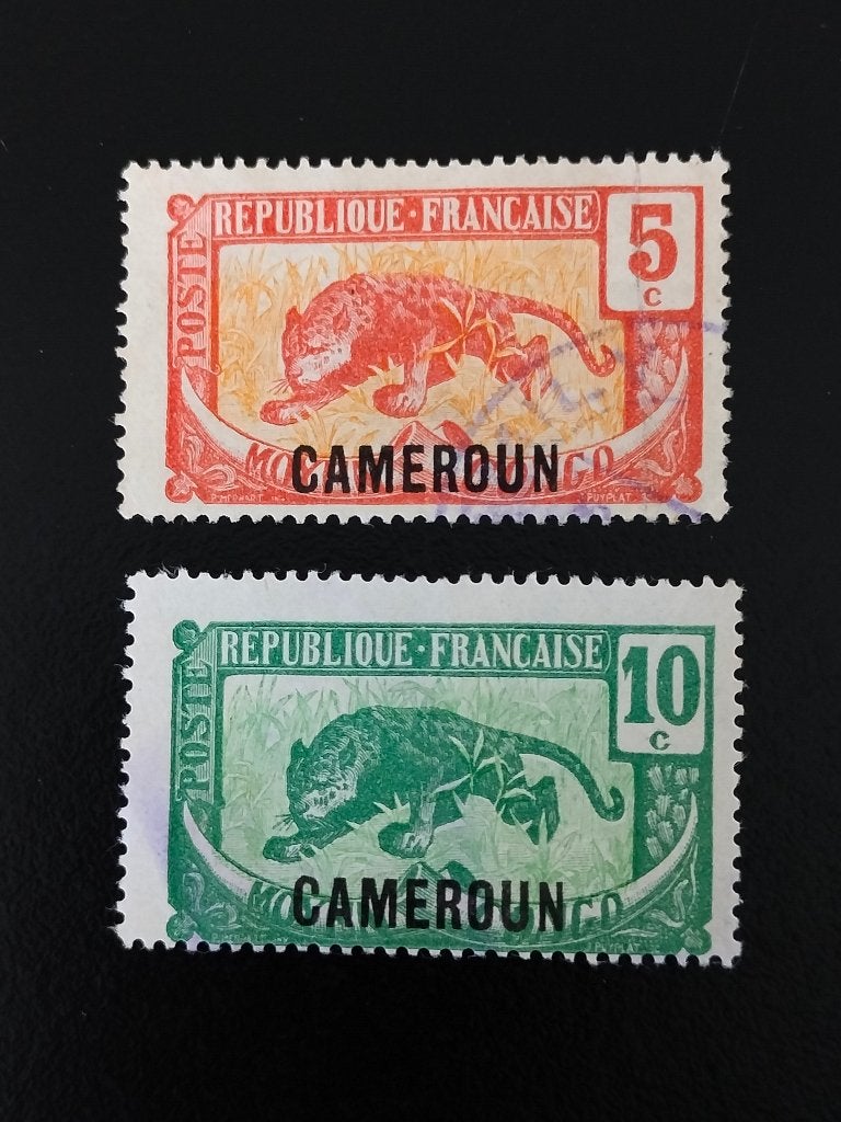 Kameroen Frans mandaat 1921 - wilde dieren, jachtluipaard, Verzenden, Overige landen, Gestempeld