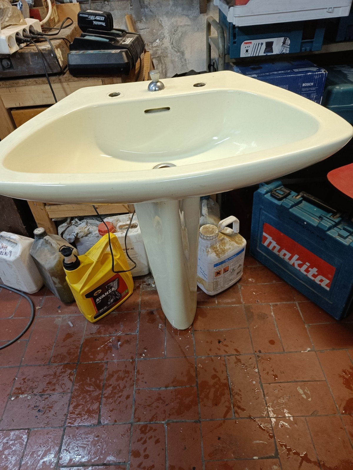 vintage wasbak/wastafel op voet, Ophalen, Gebruikt, Wastafel