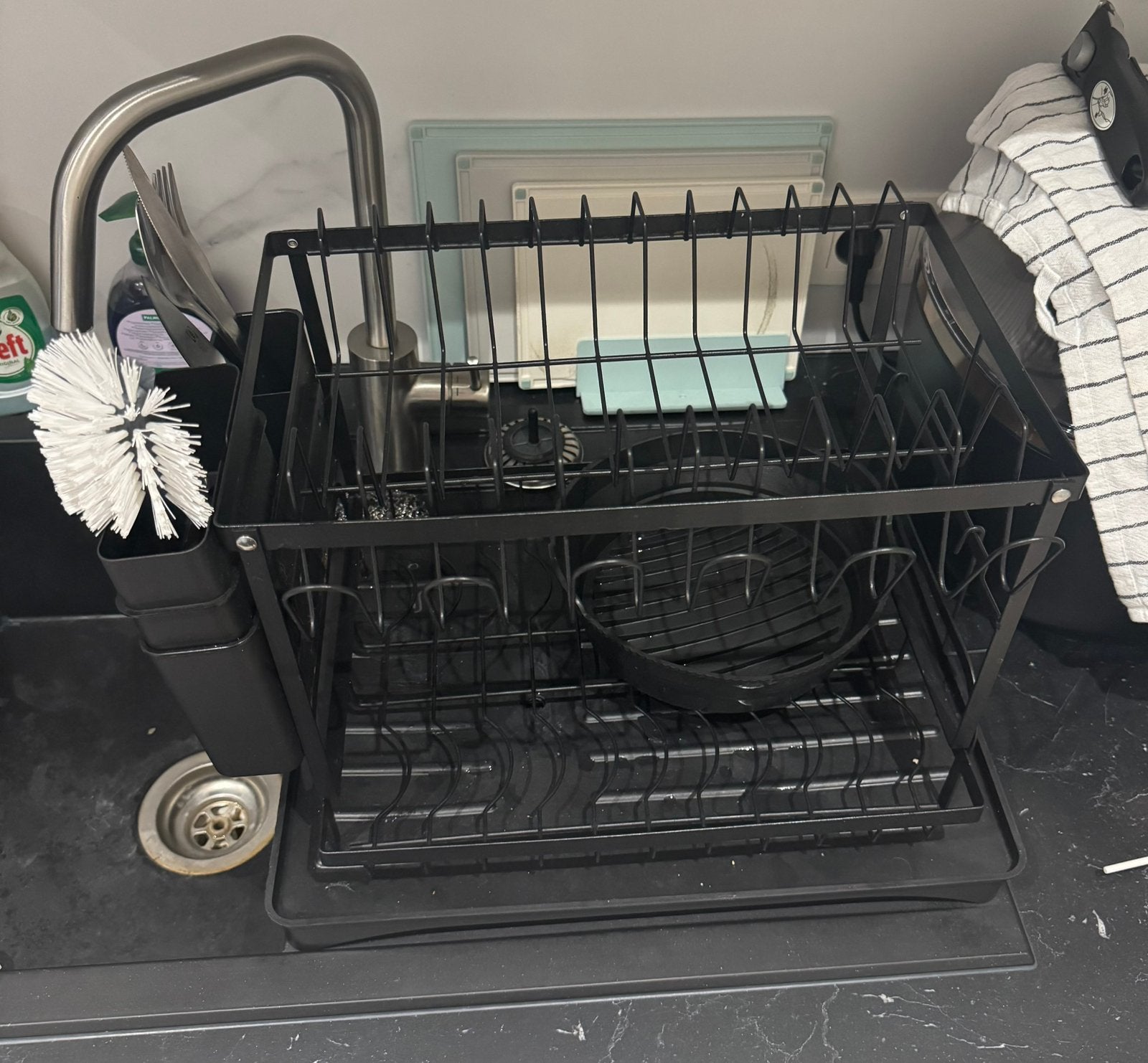 ZWART METALEN AFDRUIPREK MET 2 NIVEAUS, Huis en Inrichting, Ophalen, Zwart, Metaal, Overige typen