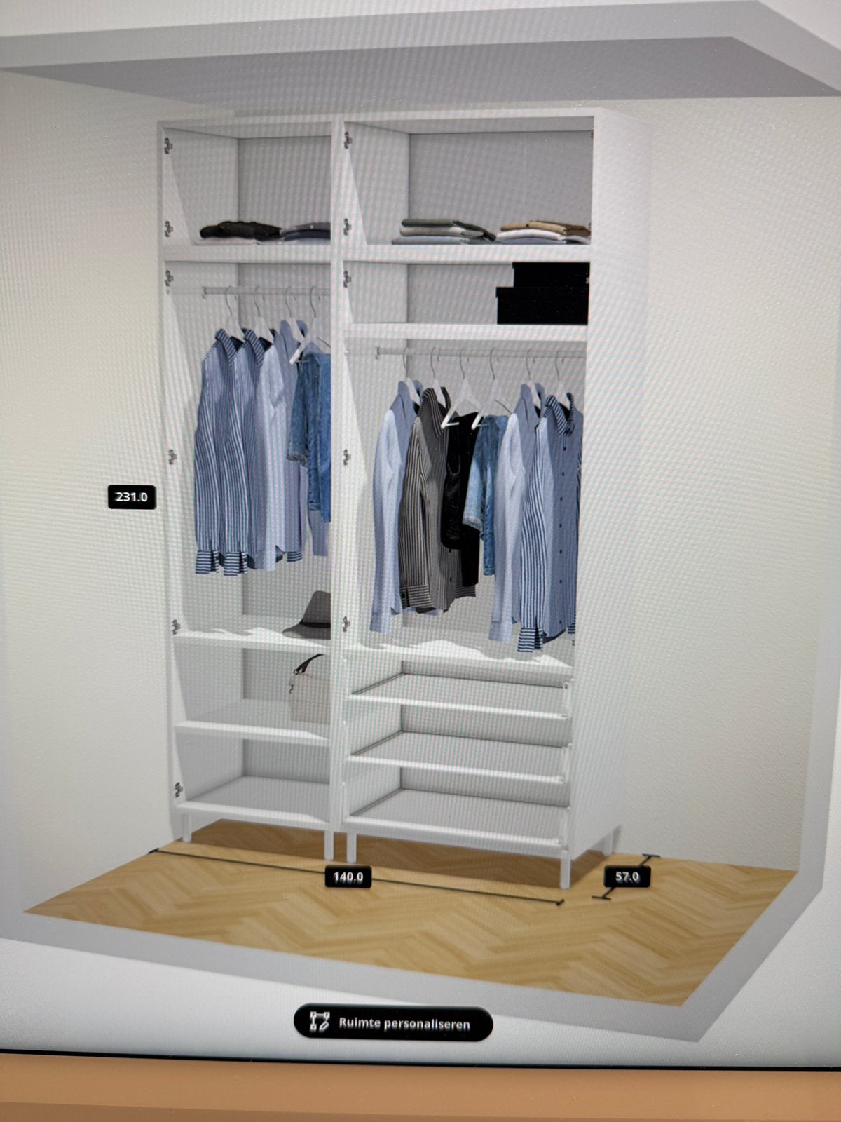 Armoire à vêtements blanche IKEA avec lumières, Maison & Meubles, Armoires | Penderies & Garde-robes, Witte kledingkast zoals op foto