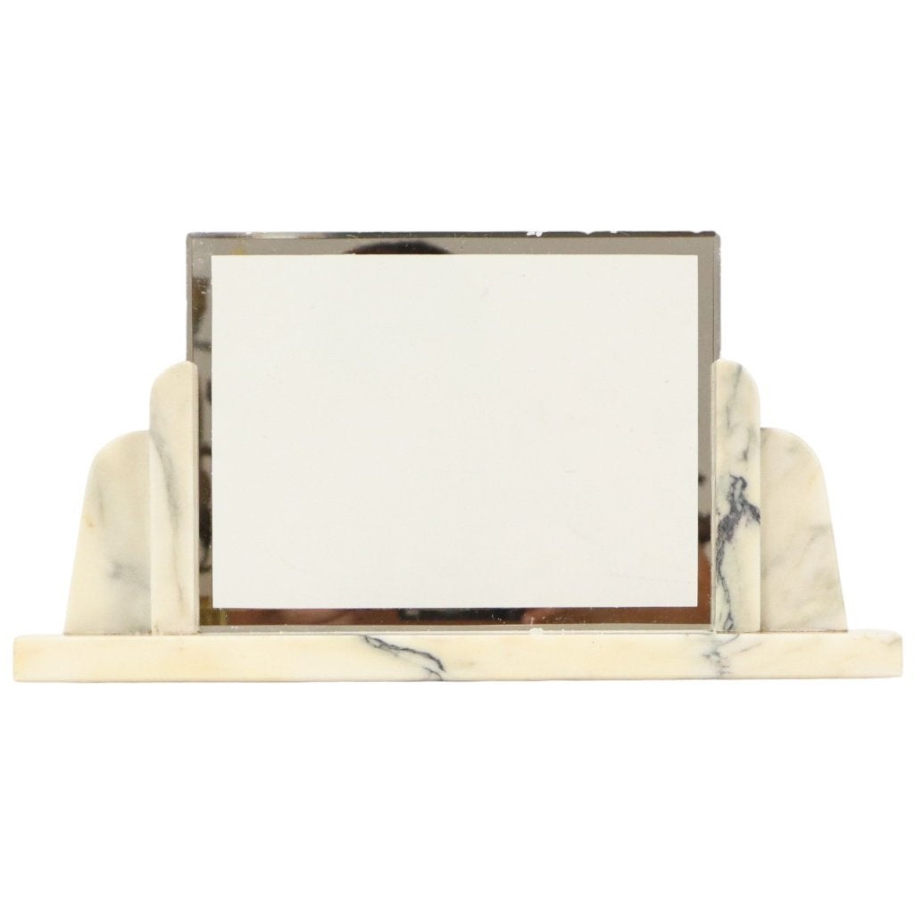 Grote Art Deco Fotolijst Marmer Glas met Spiegelrand 39cm, Gebruikt, Natuurlijk materiaal, Ophalen of Verzenden, Sierrand