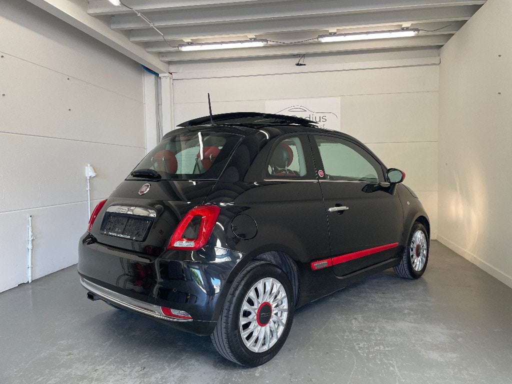 Fiat - 500 - Rosso Amore - Open dak, Voorwielaandrijving, 4 zetels, Stof, Zwart