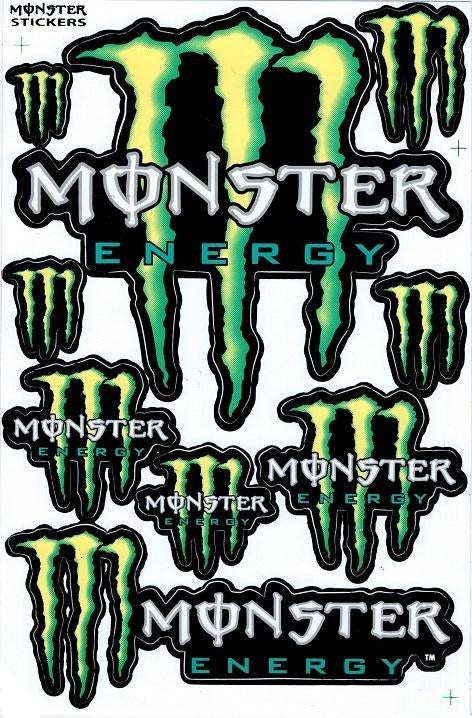 Ensemble de feuilles d'autocollants Monster Energy, Enlèvement ou Envoi