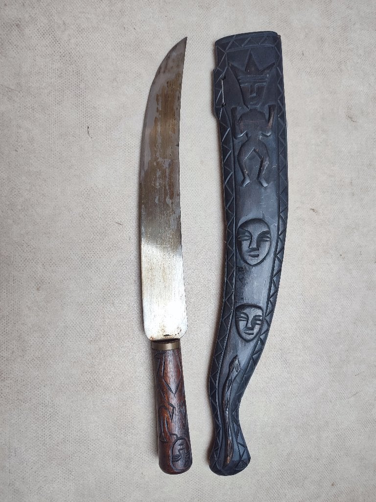 Couteau Afrique centrale, Antiquités & Art, Art | Art non-occidental, Afrique, À accrocher, Bois, 59 cm
