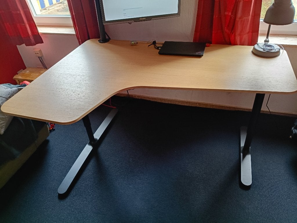 Ikea hout tafel Bekant 160x110x60, Huis en Inrichting, Ophalen, 160 cm, In hoogte verstelbaar, Hout