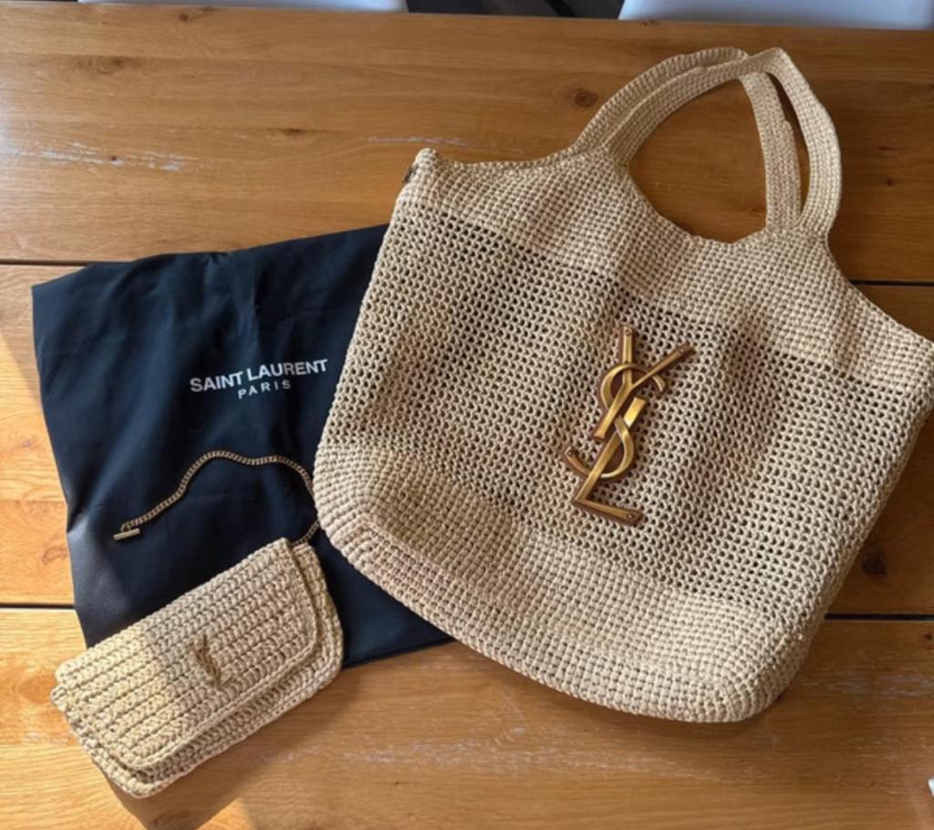Saint Lauren Icare Raffia YSL, Ophalen of Verzenden, Nieuw, Beige