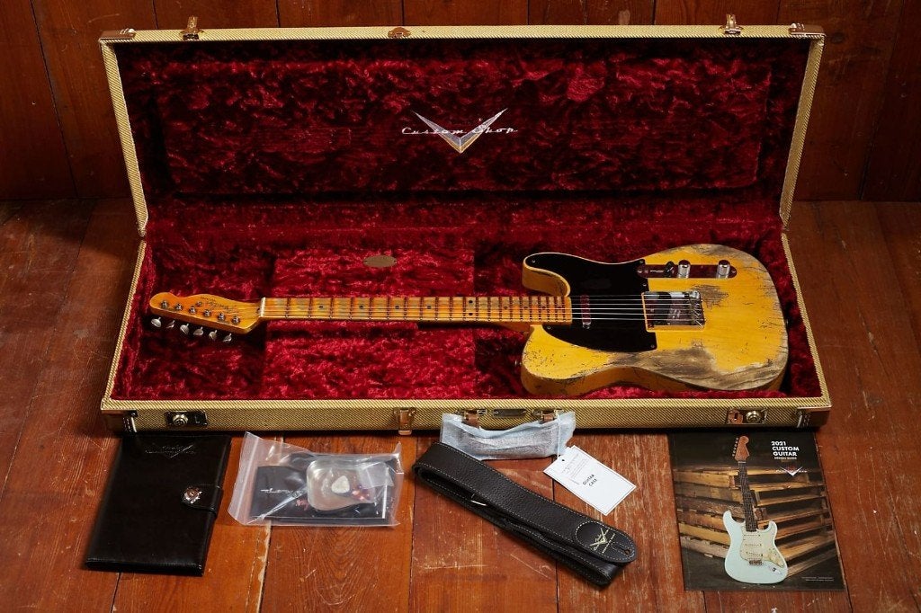 Fender CS telecaster 1952 Butterscotch super heavy relic, Musique & Instruments, Enlèvement, Comme neuf, Solid body, Fender