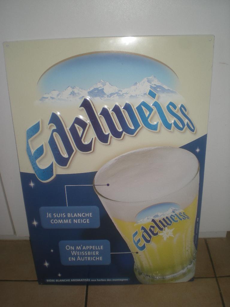 Blikken bord Edelweiss H 60 cm Br 40 cm Oostenrijks bier, Enlèvement, Comme neuf