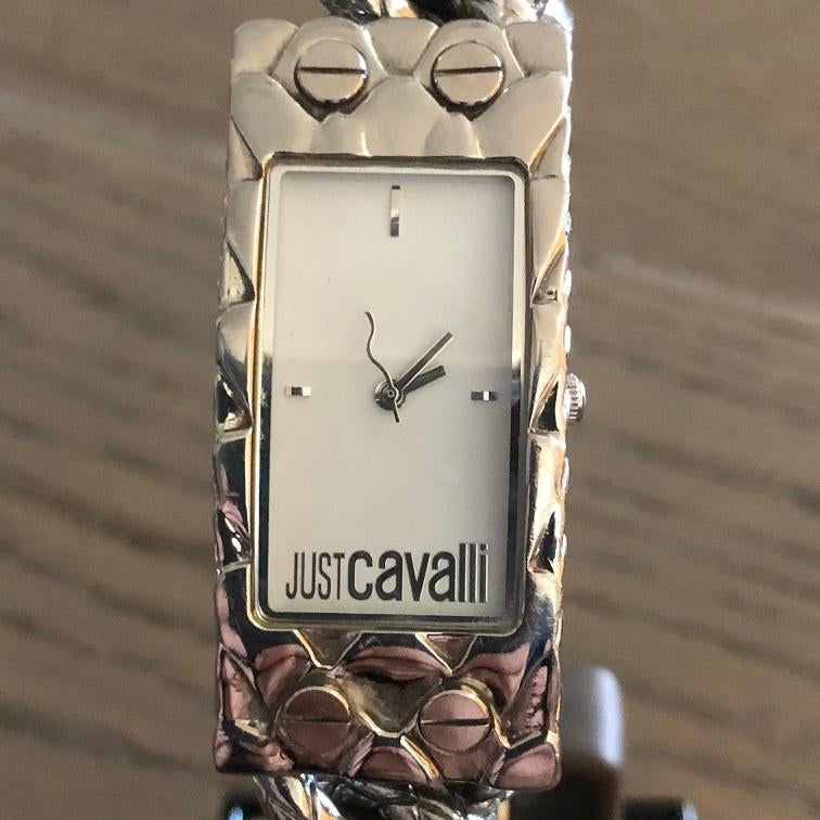 Just Cavalli dames horloge armband Snake - Roberto Cavalli, Enlèvement ou Envoi, Comme neuf, Gris, Acier