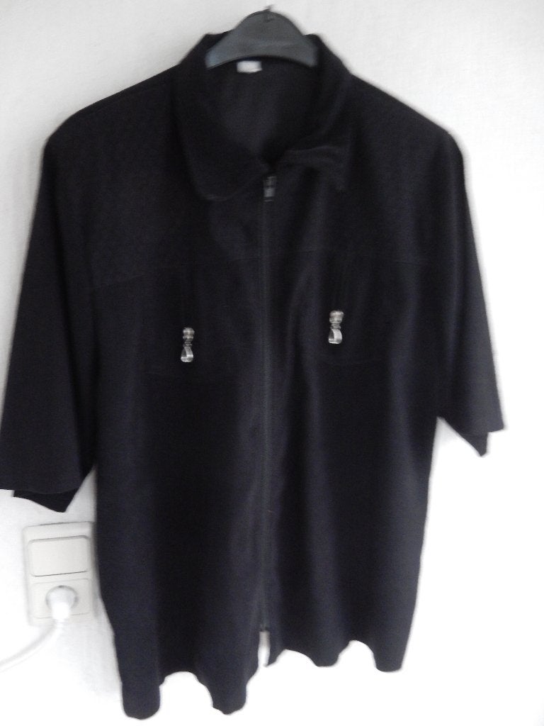 Zwarte blouse met rits (ik schat XXL), Ophalen of Verzenden, Gedragen