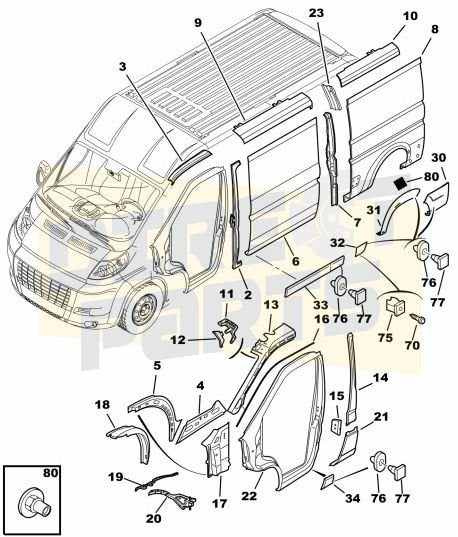 Fiat Ducato (1/07)-/ Achterscherm 2/3 drs 1334630209 RESTPAR, -, -, Nieuw, Ophalen of Verzenden