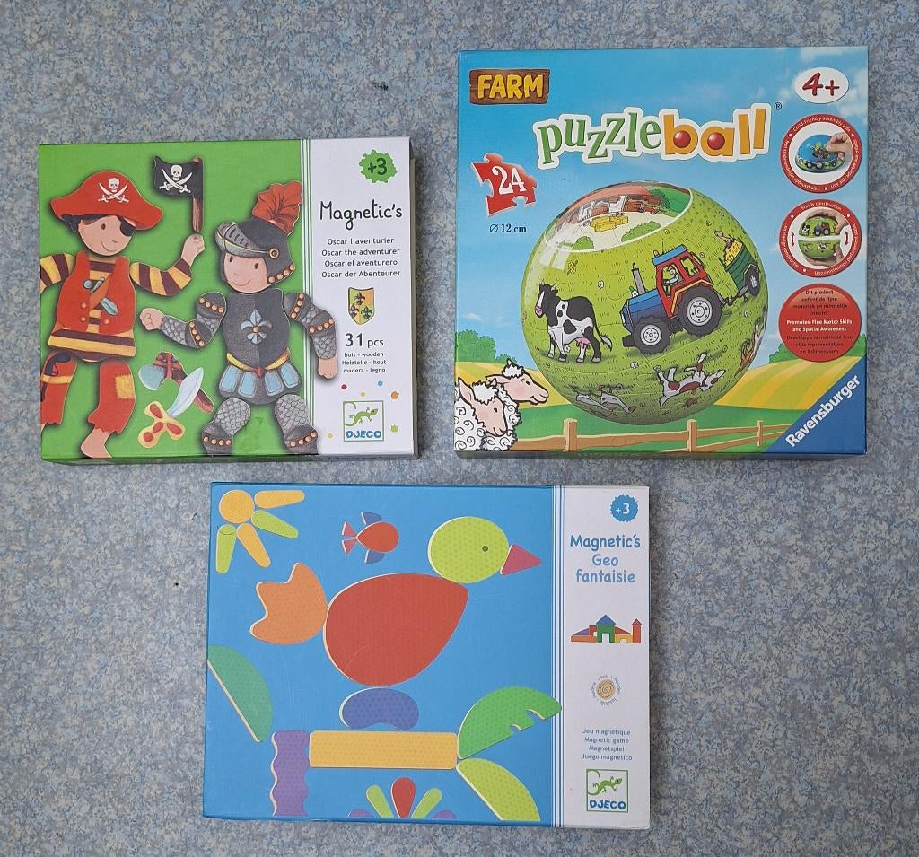 Spellen voor 3-4 jaar, balpuzzel, magneetspellen, Hobby en Vrije tijd, Ophalen, Zo goed als nieuw