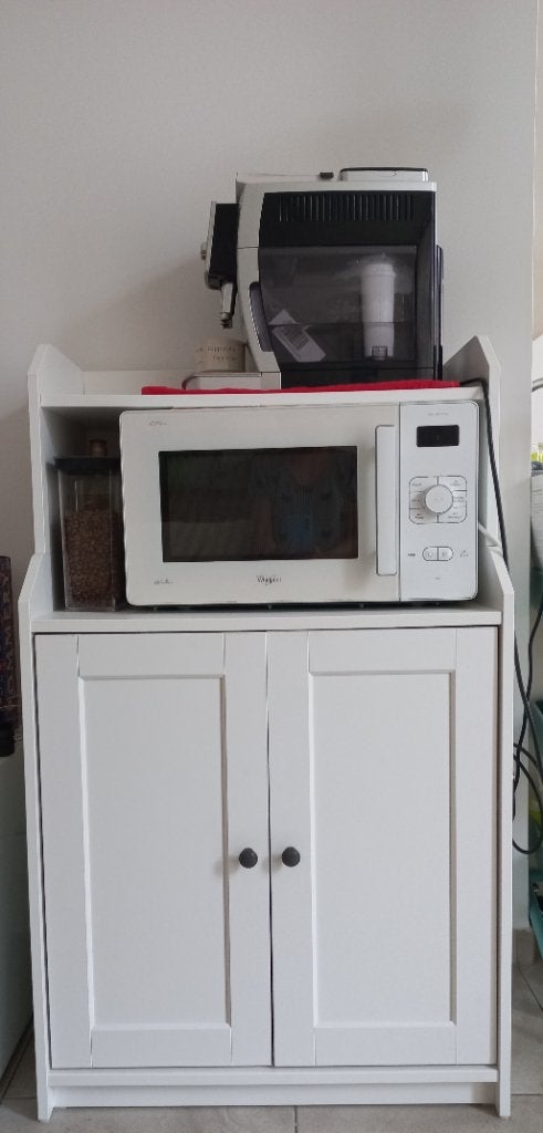 Meuble de rangement blanc avec niche pour micro-ondes, Enlèvement, Utilisé