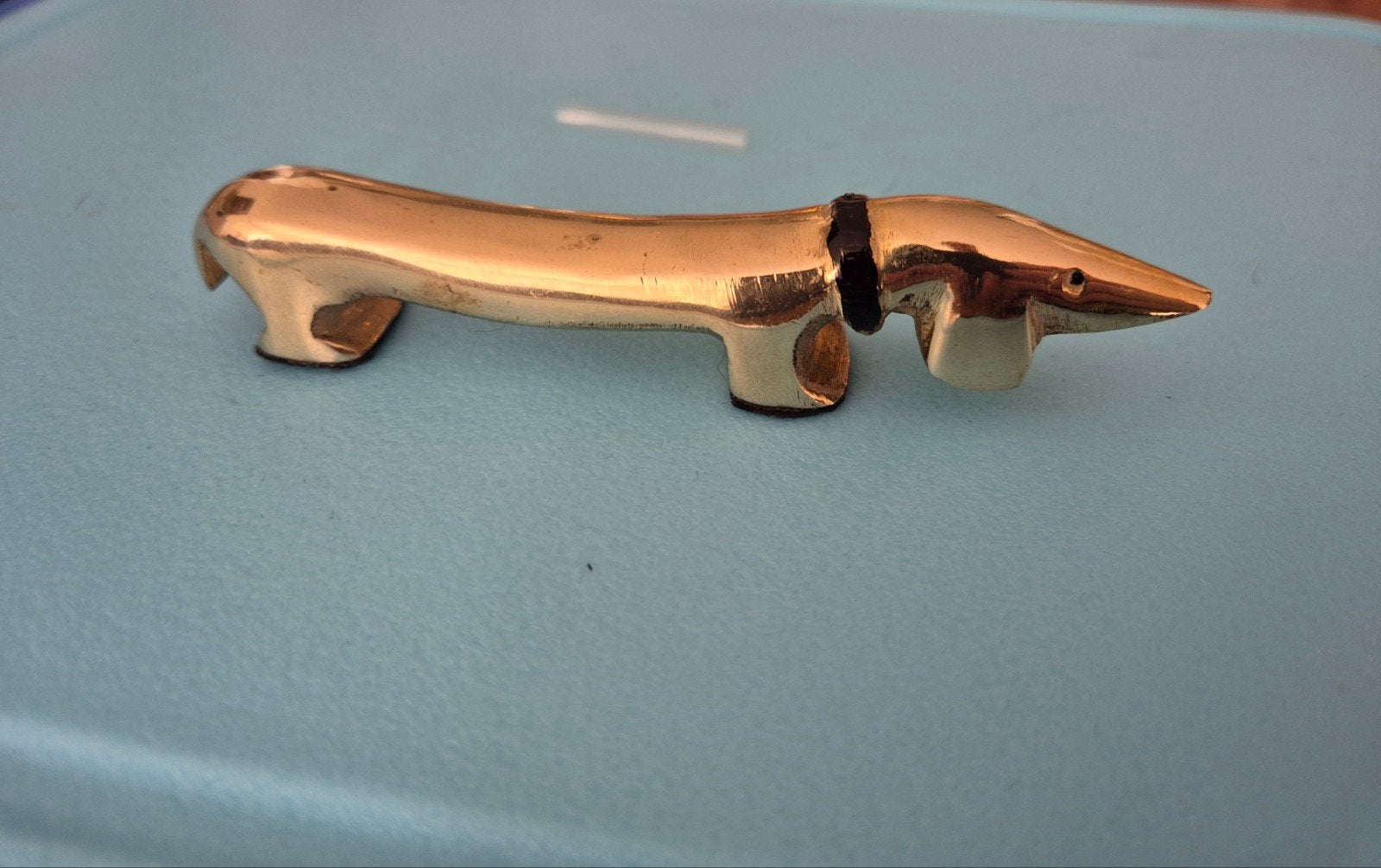 Vintage koperen teckel (flessenopener), Verzenden, Gebruikt, Dier
