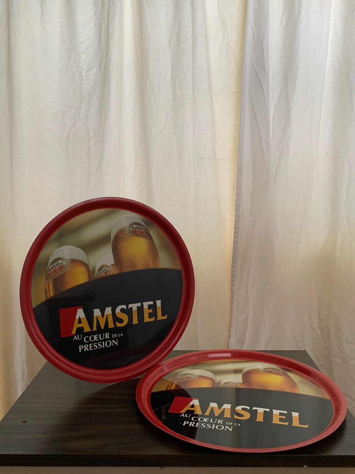 Set van 2 vintage AMSTEL-dienbladen, Verzamelen, Biermerken, Ophalen of Verzenden, Zo goed als nieuw